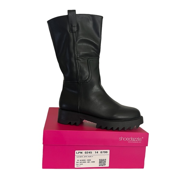 ShoeDazzle Jaffie Boots Biker Chunky Lug Sole - Picture 3 of 9